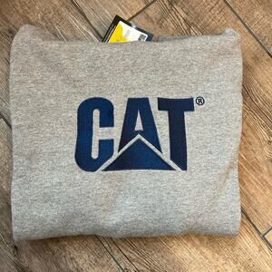 CAT Embroidered Gray‎ Hooded Sweatshirt NWT Men's Size Large